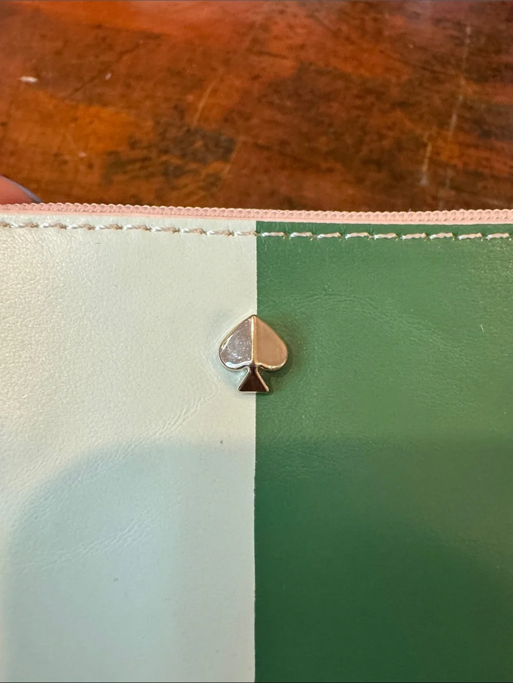 kate spade Two-Tone Green and White Zip Pouch